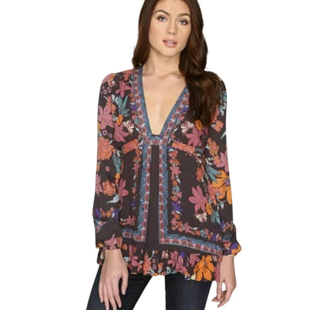 Free People Violet Hill Floral Boho Printed Tunic Dress 0